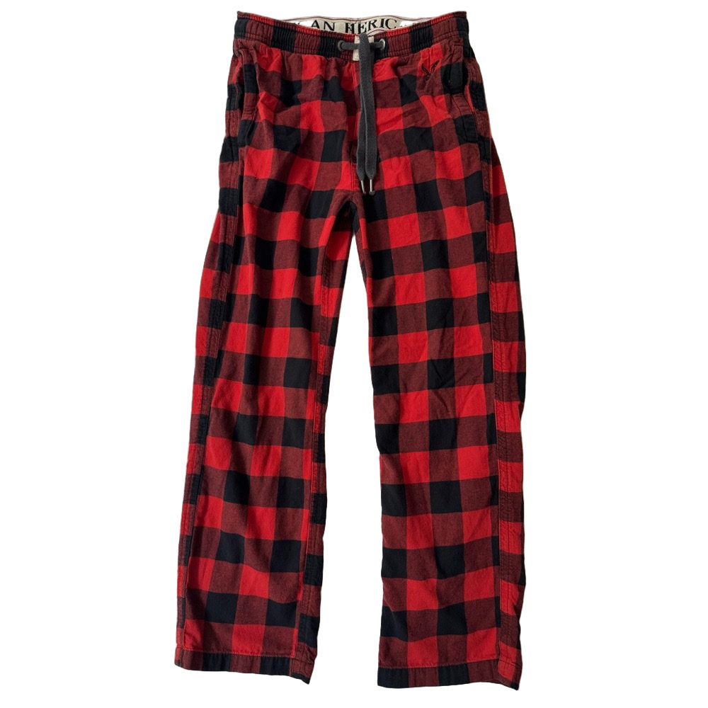 American Eagle Red Black Buffalo Plaid Pajama Pants Men XS Cozy Loungewear - Picture 2 of 10